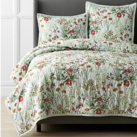 The Company Store Bedding Quilt Floral Jardin Sateen Print The